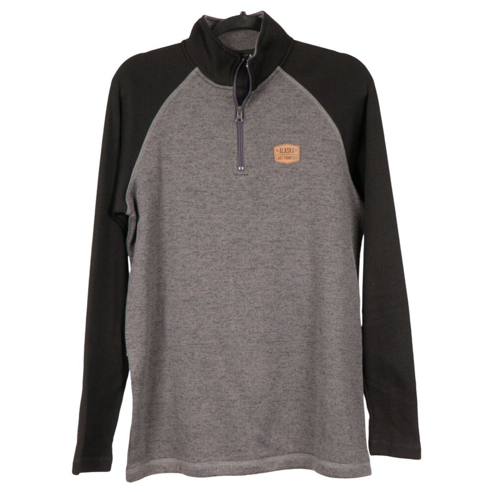 Alaska Sweatshirt S Adult 1/4 Zip Gray Black Last Frontier Pullover Souvenir